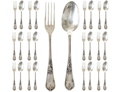 Antique French Silverplate Flatware Service for 12