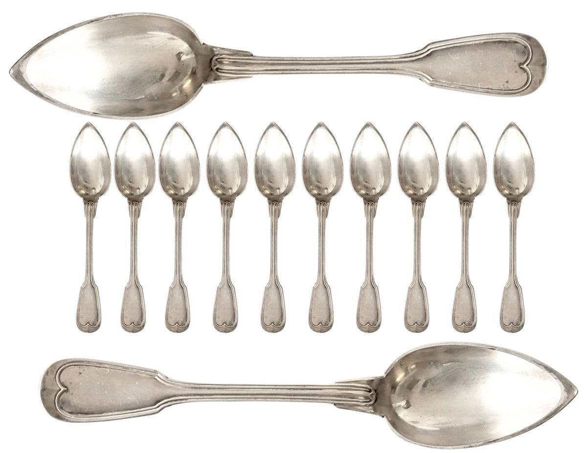 19th-Century Christofle "Chinon" Table Spoons w/Pointed Bowls
