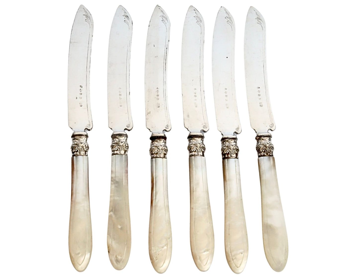 English Mother of Pearl Table Knives, Set of 6