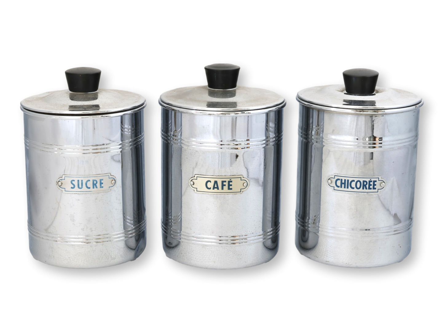 1950s French Chrome Coffee Making Canisters