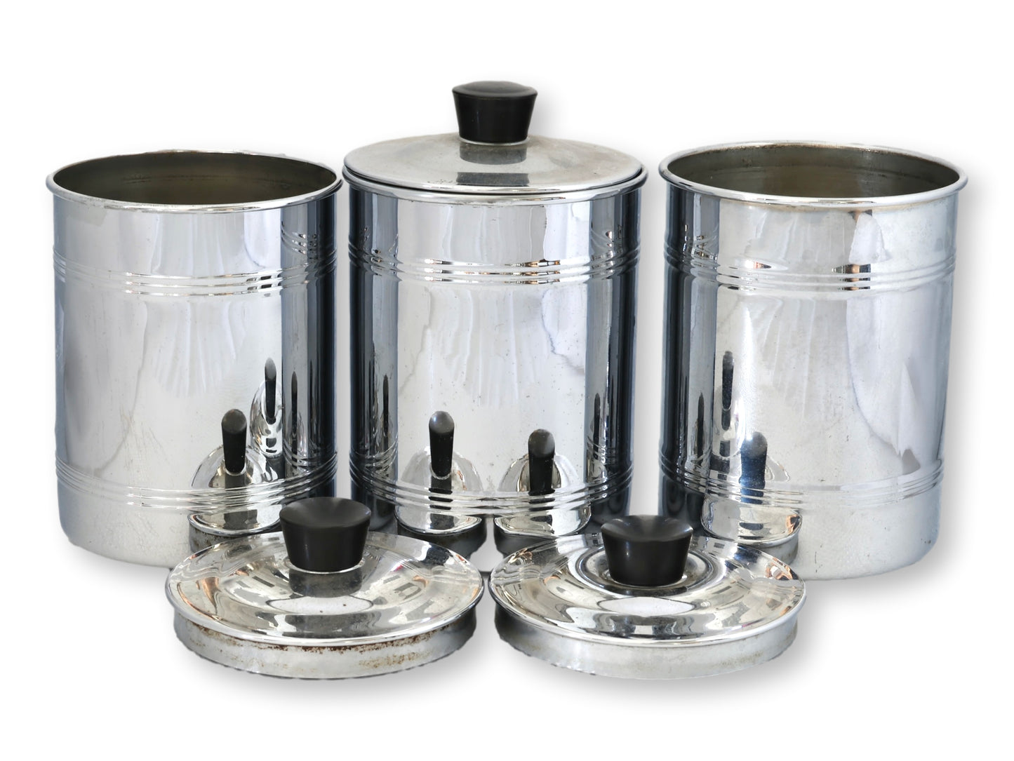 1950s French Chrome Coffee Making Canisters
