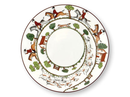 Crown Staffordshire Hunting Scene Rim Soup Bowls, Set of 3