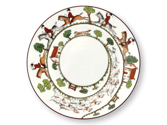 Crown Staffordshire Hunting Scene Rim Soup Bowls, Set of 3