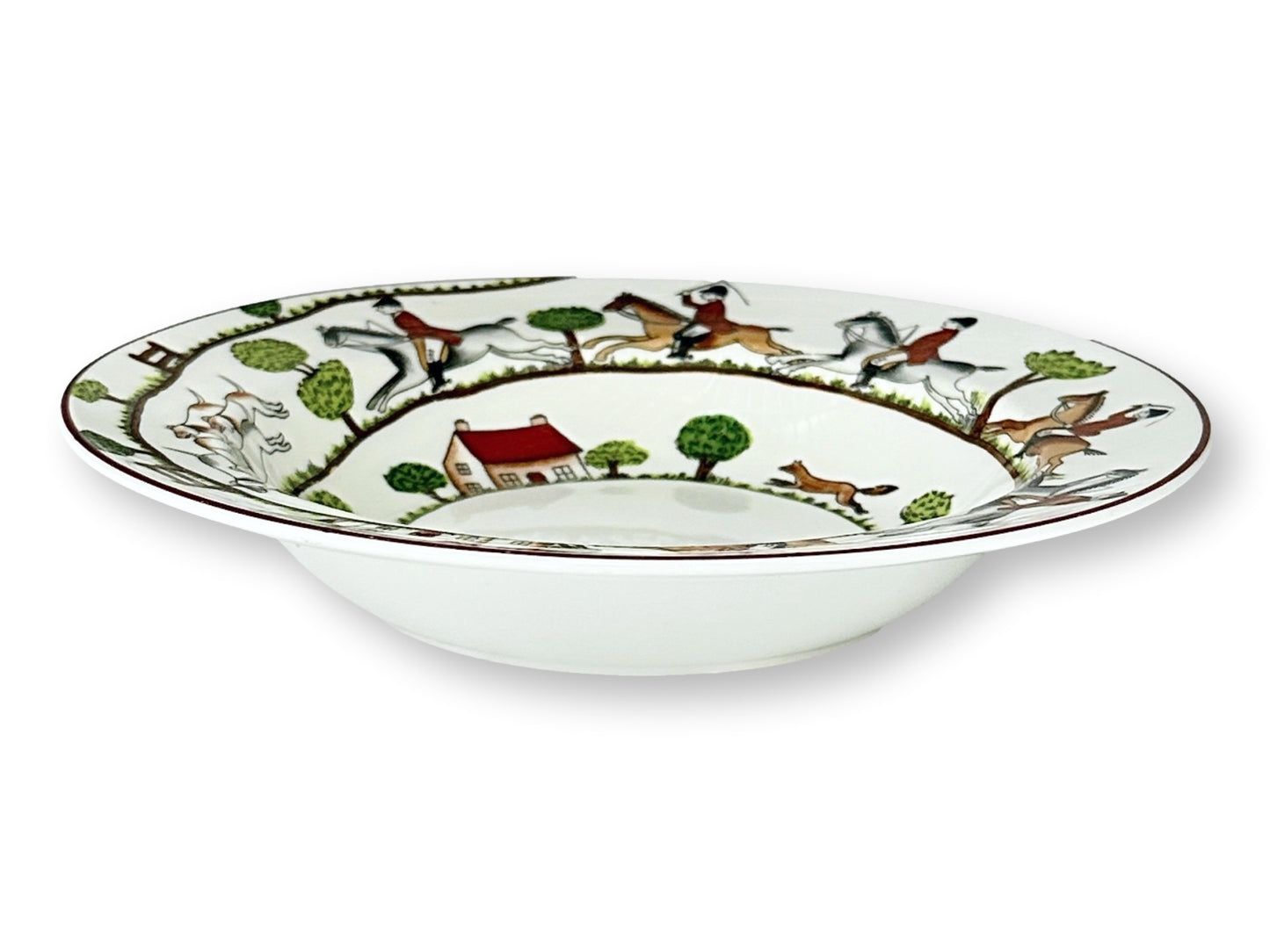 Crown Staffordshire Hunting Scene Rim Soup Bowls, Set of 3
