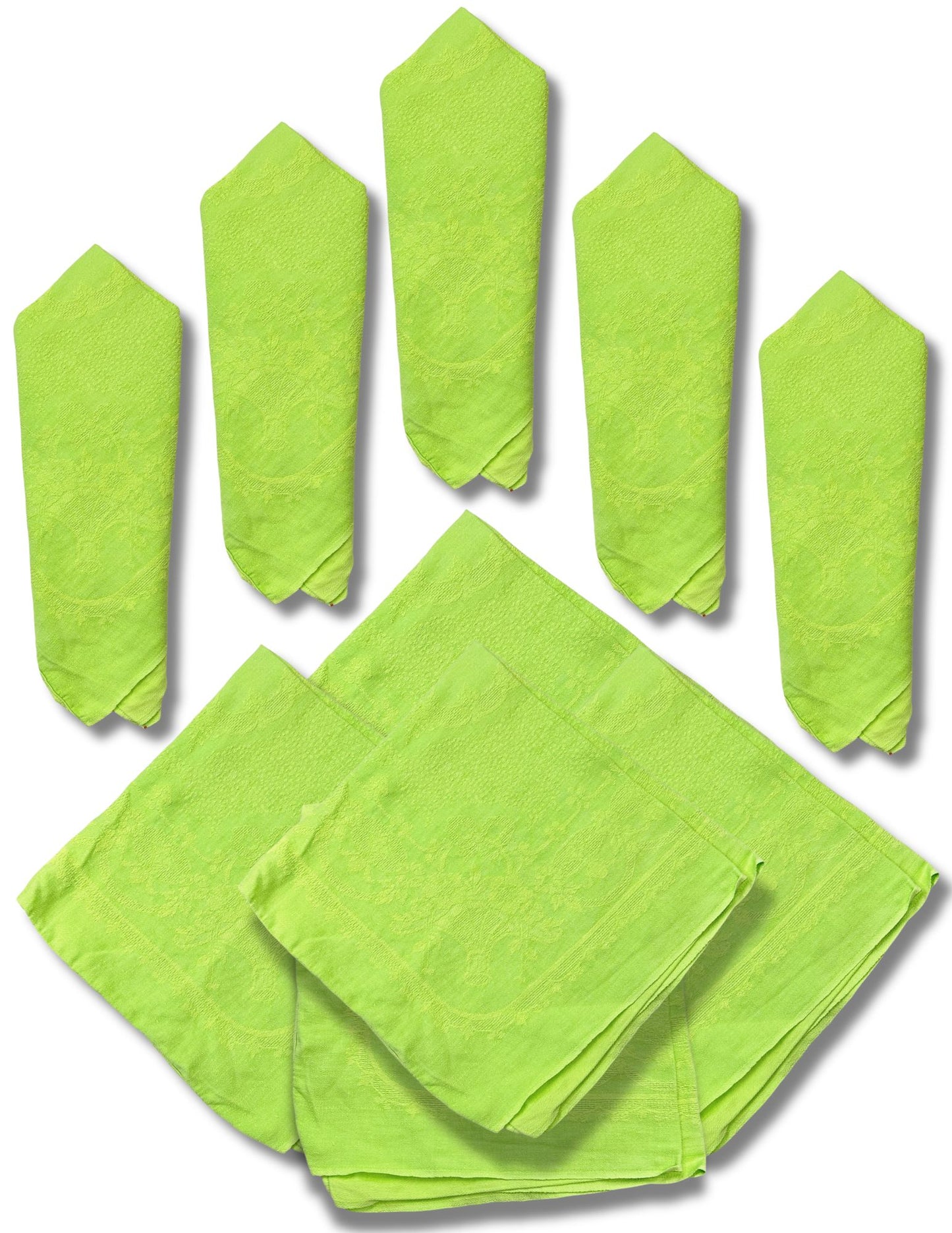 Antique French Lime Green Napkins, Set of 10