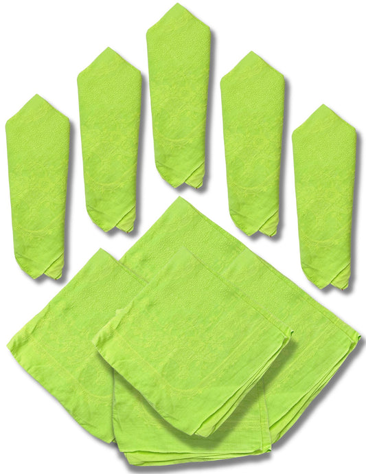 Antique French Lime Green Napkins, Set of 10