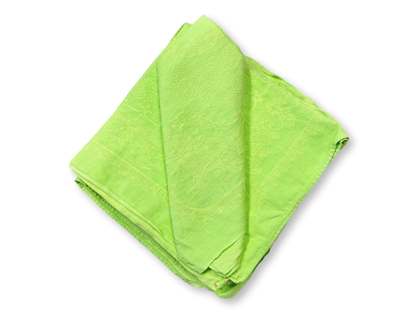 Antique French Lime Green Napkins, Set of 10