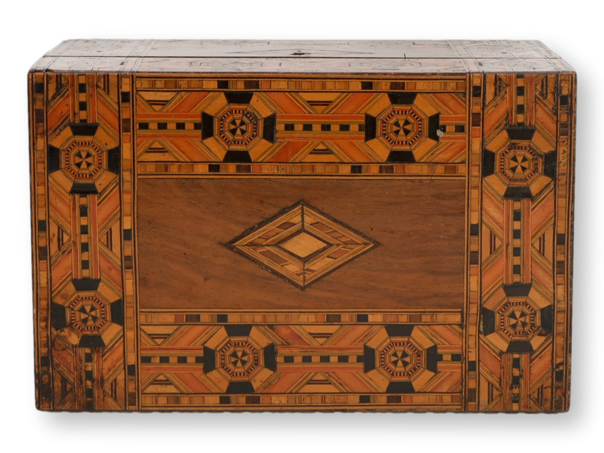 Antique English Tunbridge Ware Inlaid Storage Box