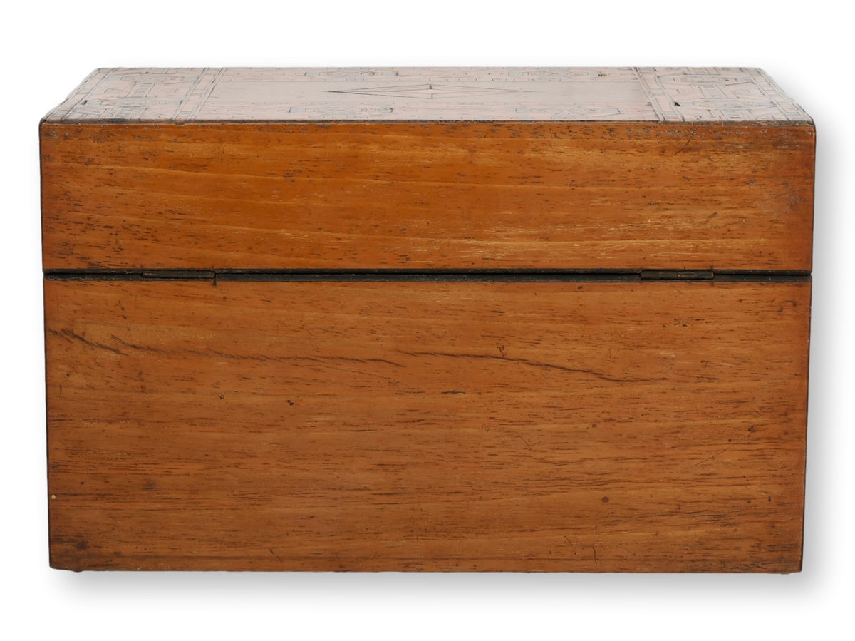 Antique English Tunbridge Ware Inlaid Storage Box