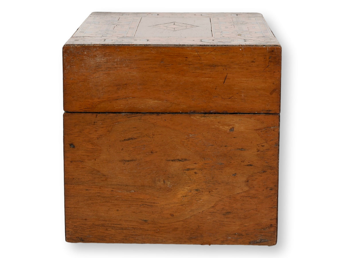 Antique English Tunbridge Ware Inlaid Storage Box