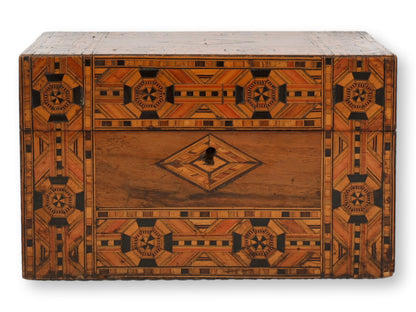 Antique English Tunbridge Ware Inlaid Storage Box
