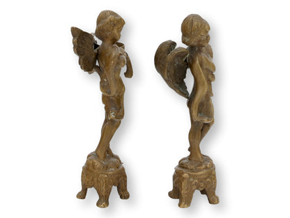Bronze Cherub Figures, Flower Holders / Candle Holders