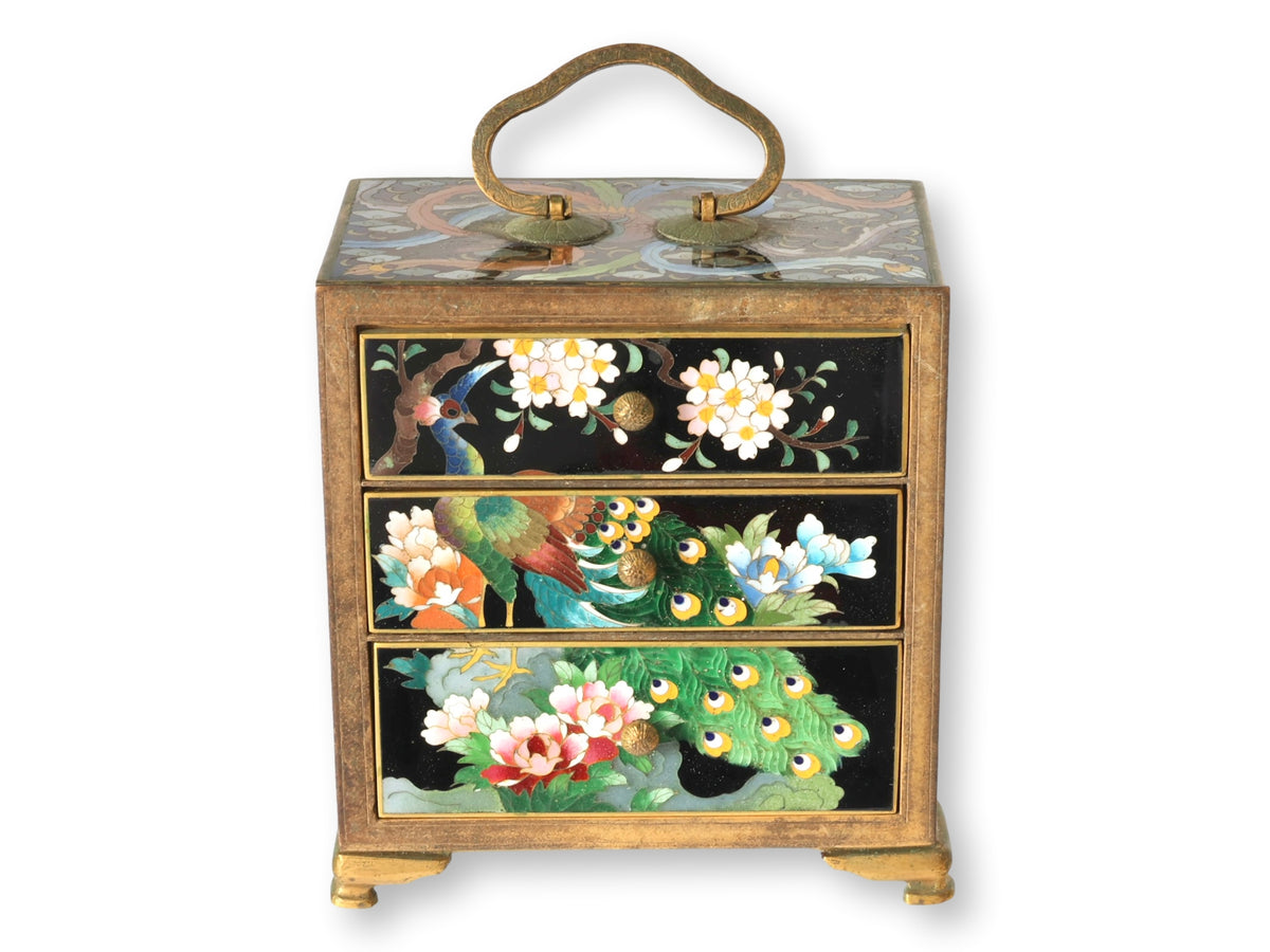 Meiji Japanese Cloisonné  Enamel Kodansu Cabinet
