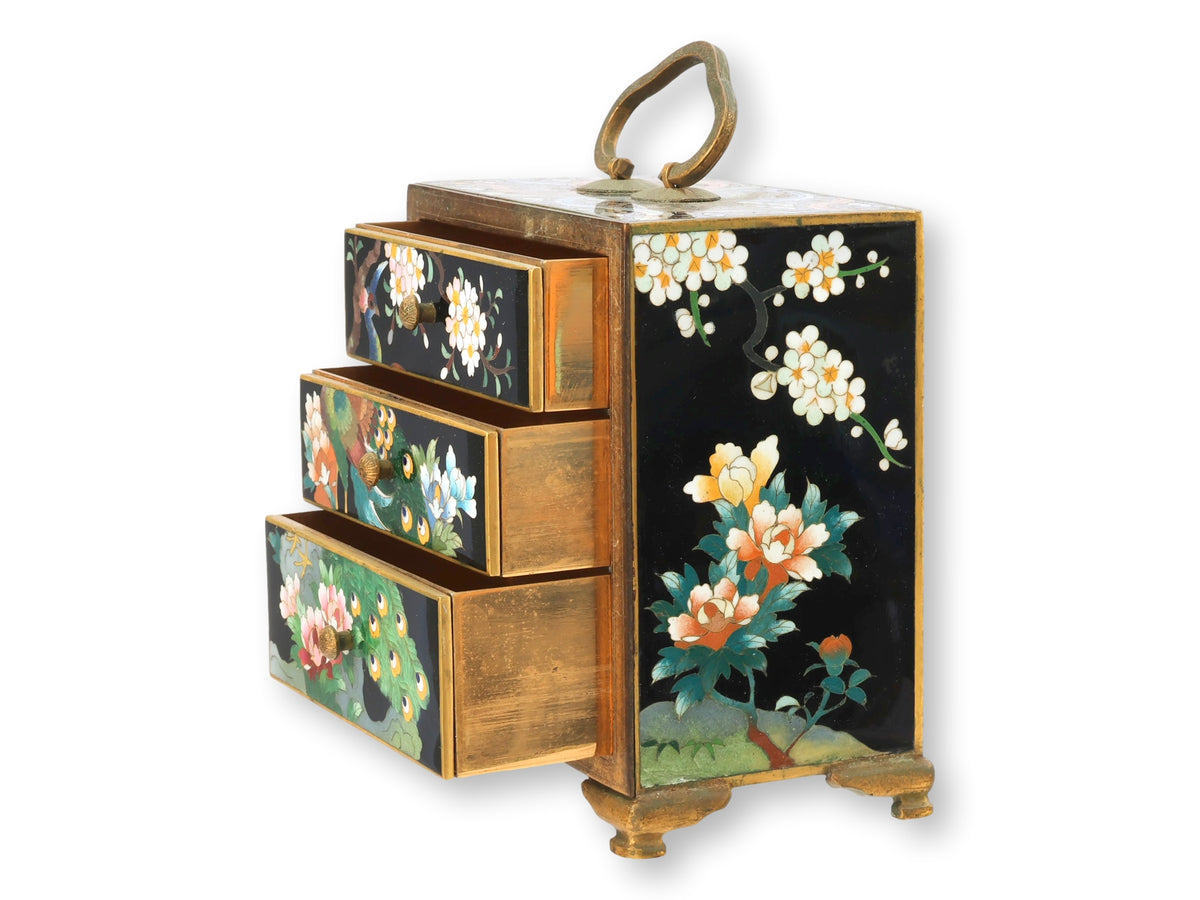 Meiji Japanese Cloisonné  Enamel Kodansu Cabinet