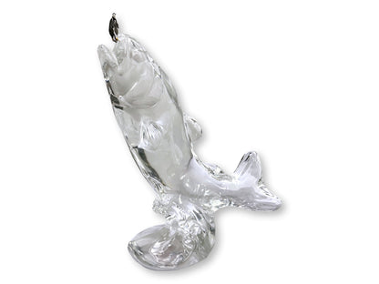 Crystal Leaping Trout Sculpture with Fishing Lure