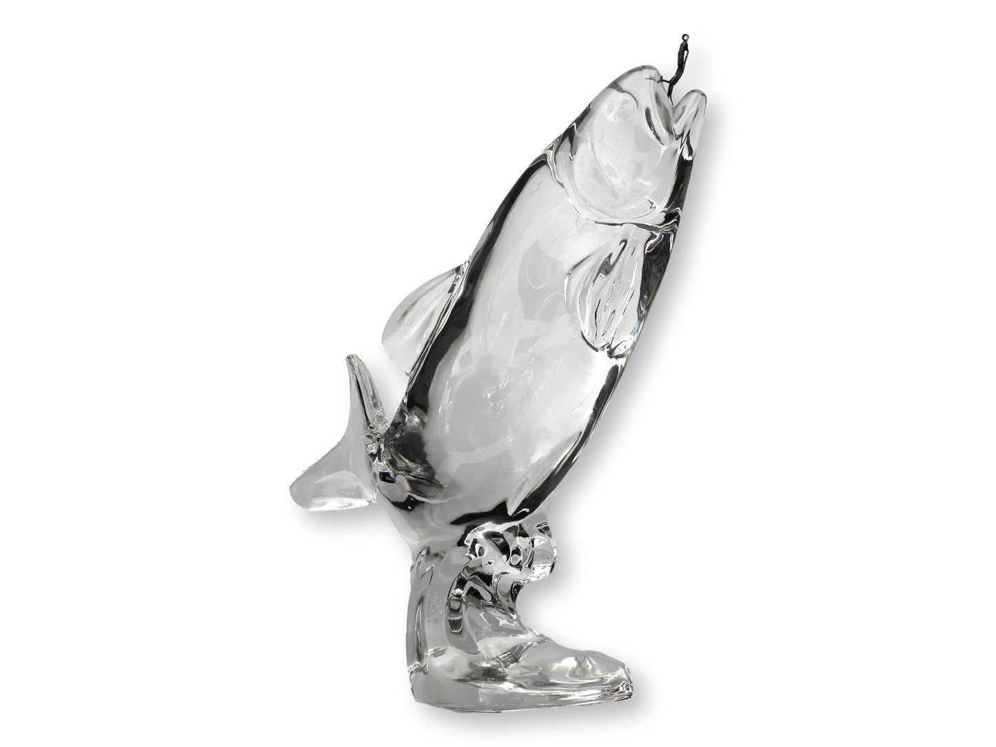 Crystal Leaping Trout Sculpture with Fishing Lure