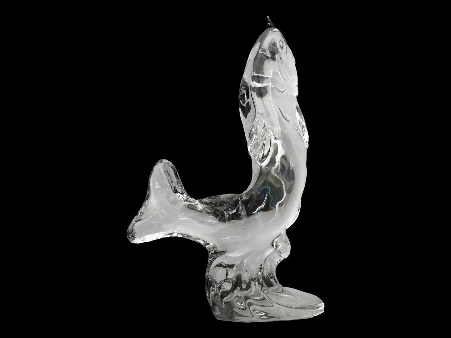 Crystal Leaping Trout Sculpture with Fishing Lure