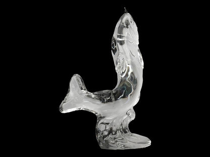 Crystal Leaping Trout Sculpture with Fishing Lure