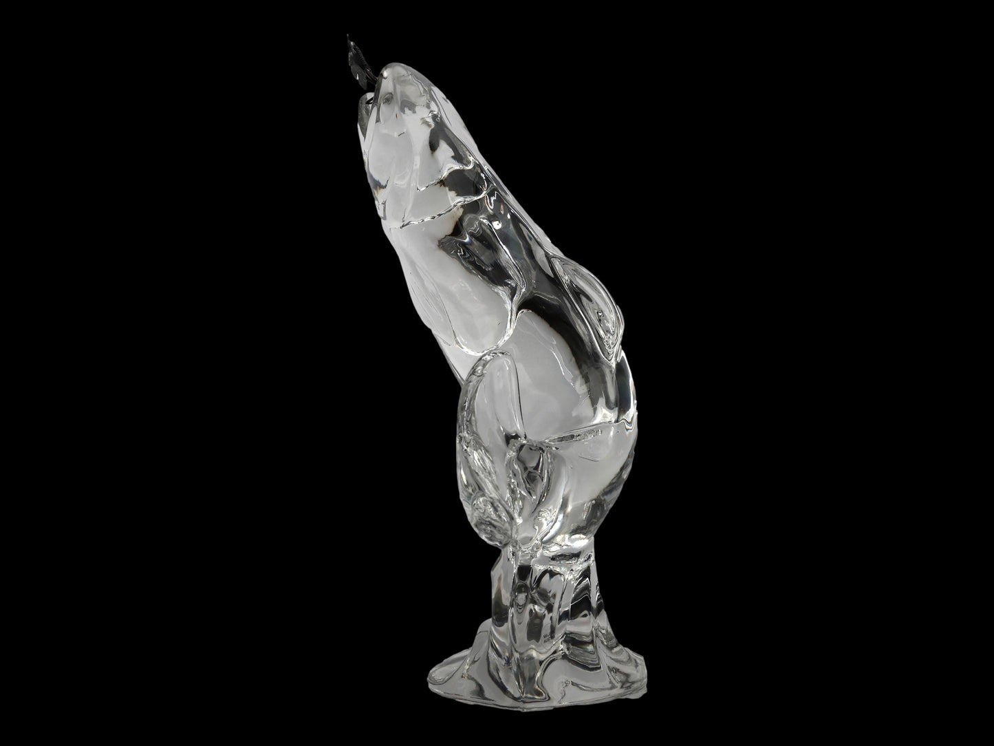 Crystal Leaping Trout Sculpture with Fishing Lure