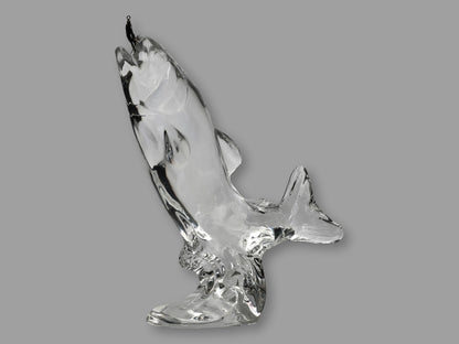 Crystal Leaping Trout Sculpture with Fishing Lure
