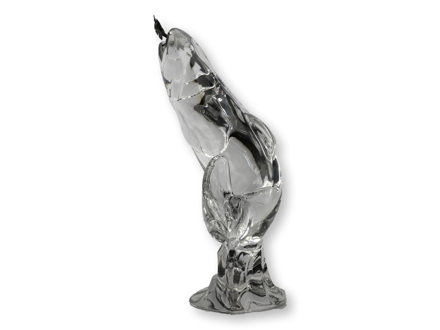 Crystal Leaping Trout Sculpture with Fishing Lure