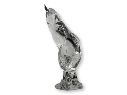 Crystal Leaping Trout Sculpture with Fishing Lure