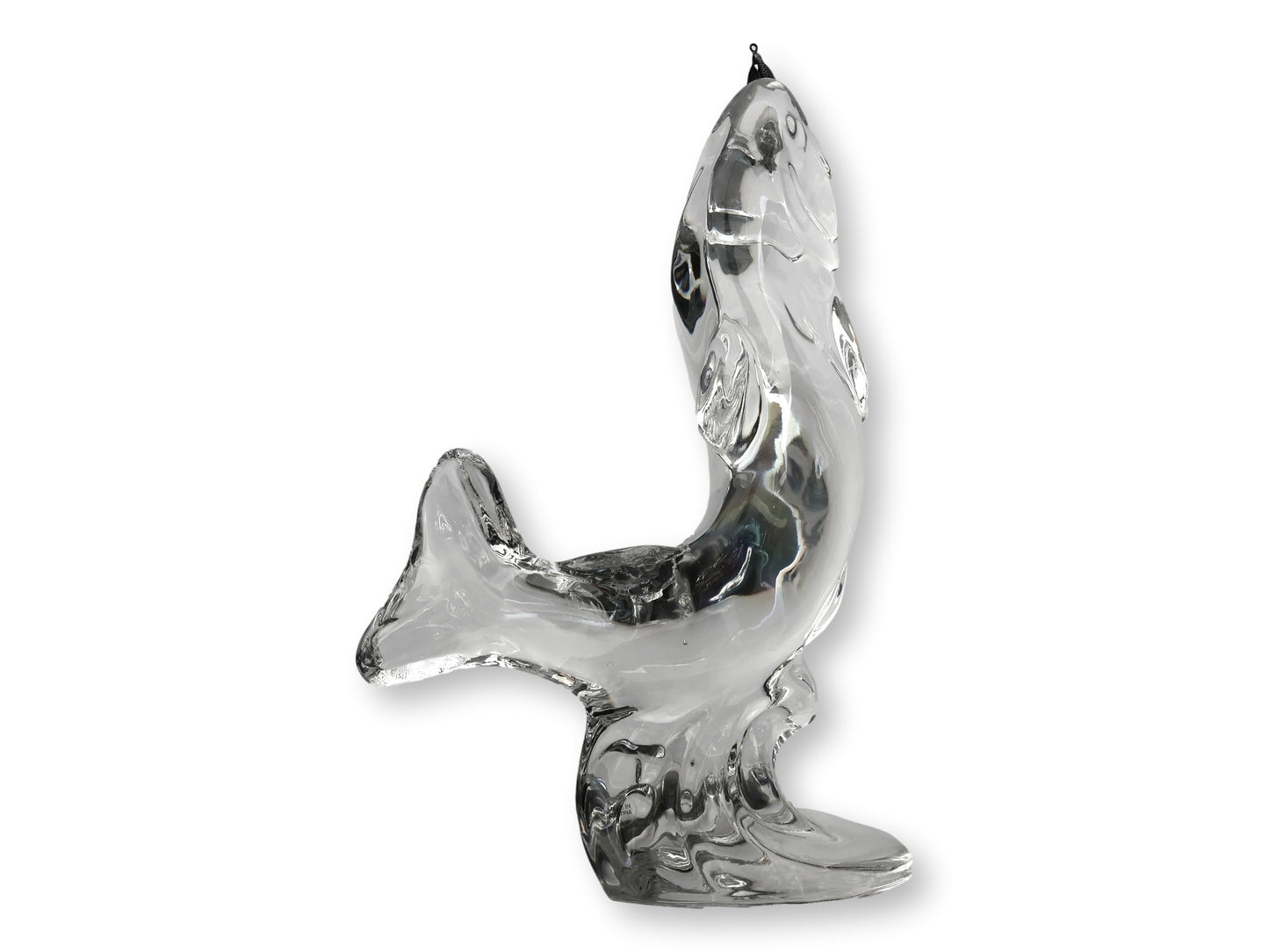 Crystal Leaping Trout Sculpture with Fishing Lure
