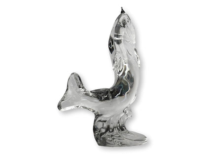 Crystal Leaping Trout Sculpture with Fishing Lure