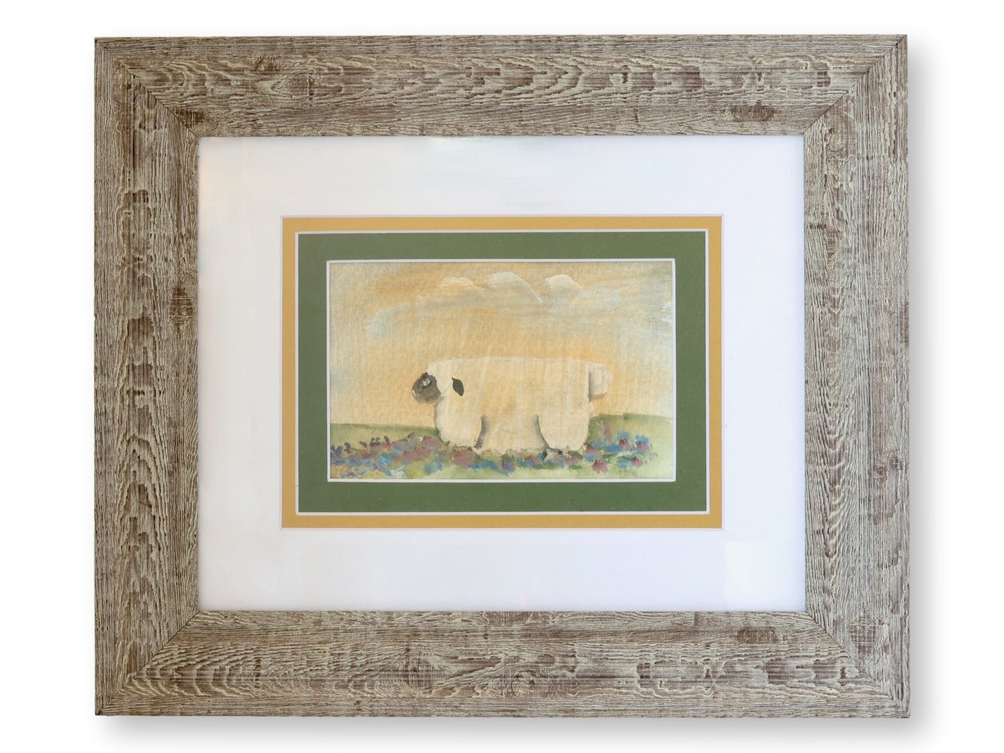 Folk Art Watercolor of a Sheep