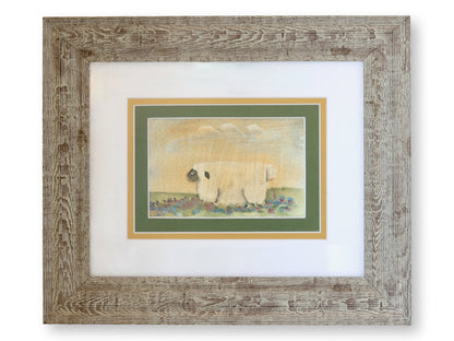 Folk Art Watercolor of a Sheep