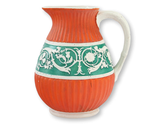 Antique English Salt Glaze Fall Color Water Pitcher