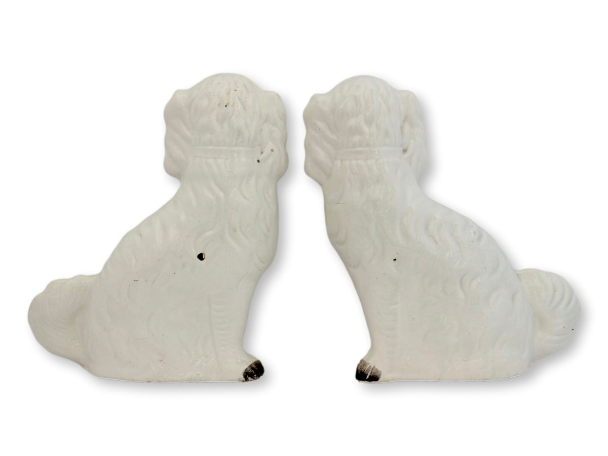 Large White Antique Staffordshire Dogs