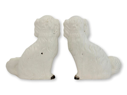 Large White Antique Staffordshire Dogs
