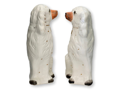 Large White Antique Staffordshire Dogs
