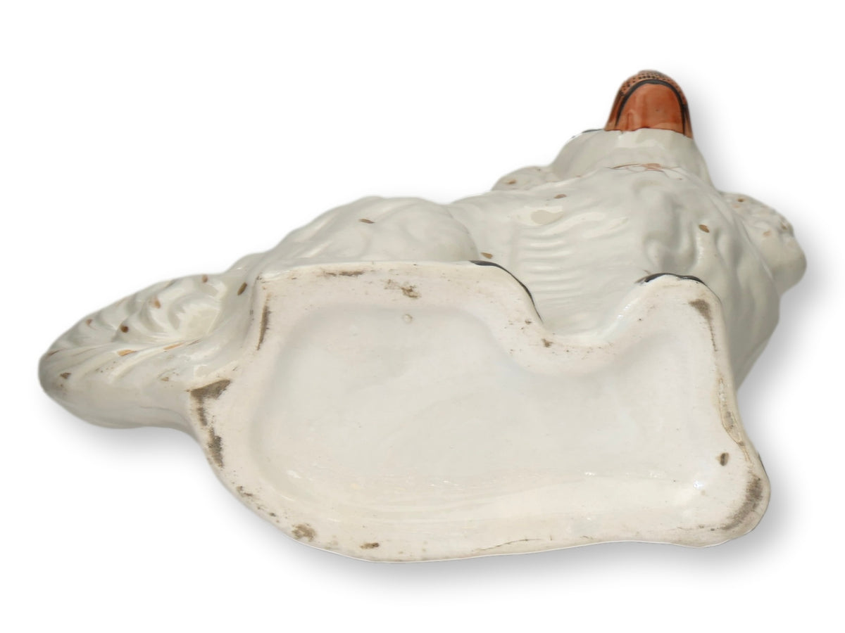 Large White Antique Staffordshire Dogs