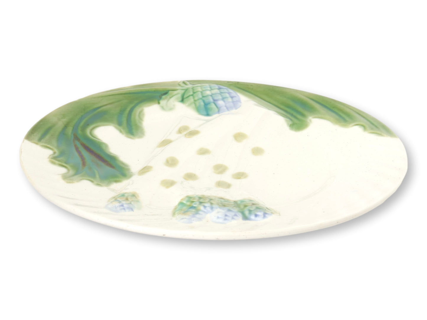 French Majolica Asparagus Plates, Set of 6