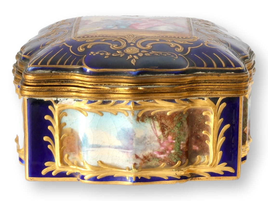 19th-Century French Sèvres Style Painted Porcelain Box