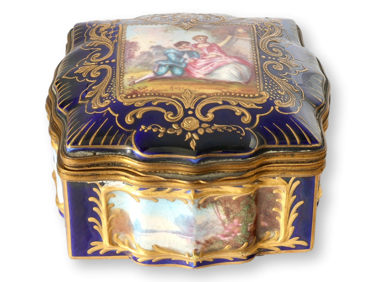 19th-Century French Sèvres Style Painted Porcelain Box