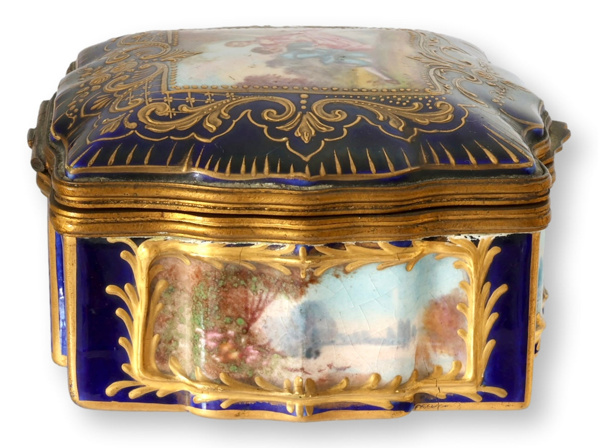 19th-Century French Sèvres Style Painted Porcelain Box
