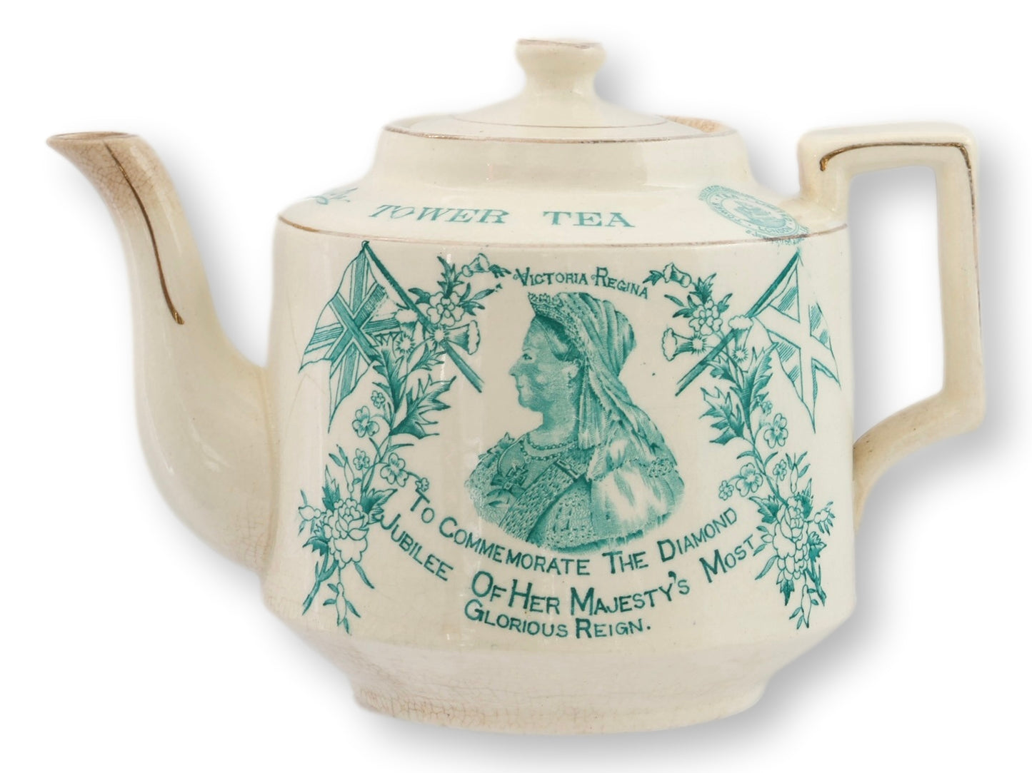 Tower Tea Advertising Teapot, Queen Victoria Jubilee