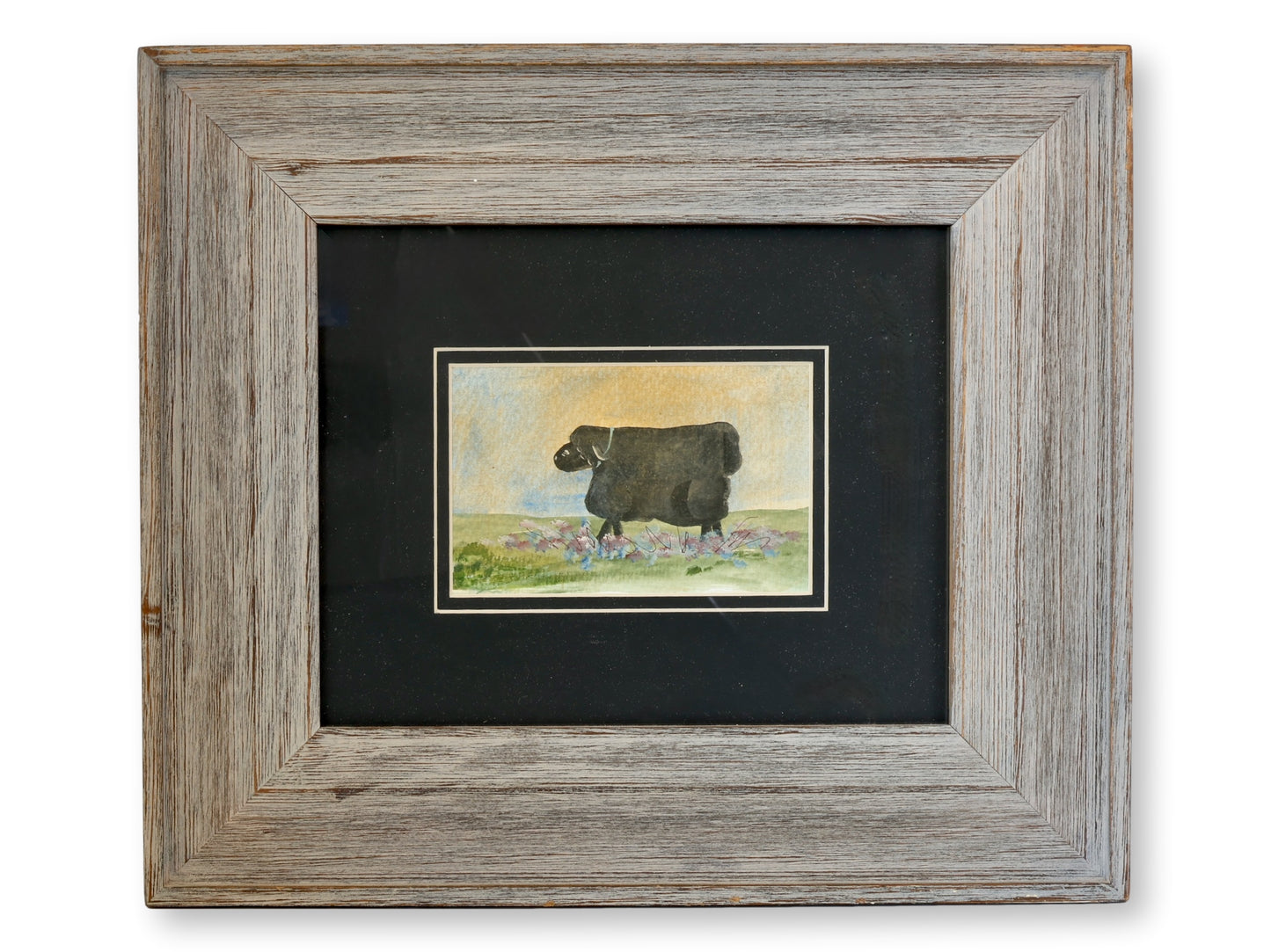 Folk Art Watercolor of a Black Sheep