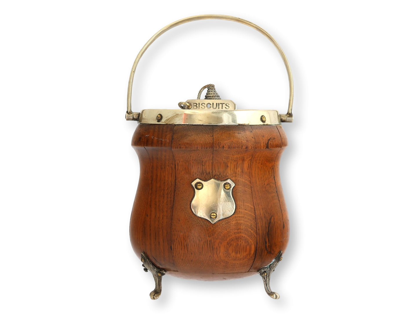 Edwardian English Oak Biscuit Barrel Ice Bucket