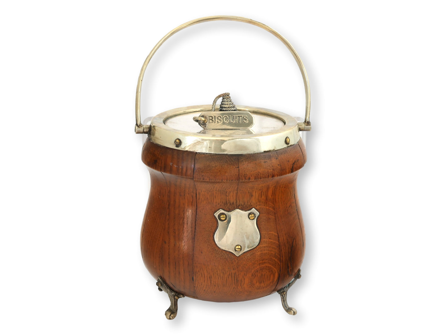 Edwardian English Oak Biscuit Barrel Ice Bucket