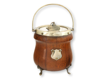 Edwardian English Oak Biscuit Barrel Ice Bucket