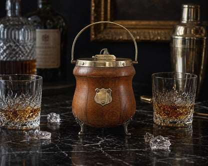 Edwardian English Oak Biscuit Barrel Ice Bucket