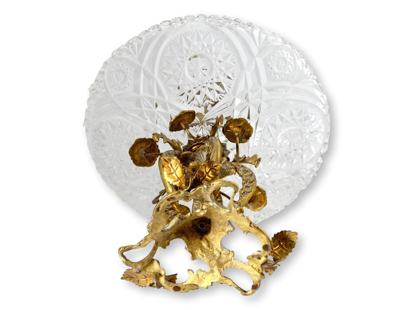 Gilt Bronze & Cut Crystal Centerpiece with Acorns & Flowers