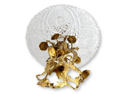 Gilt Bronze & Cut Crystal Centerpiece with Acorns & Flowers