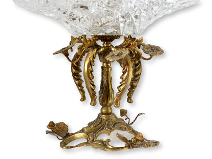 Gilt Bronze & Cut Crystal Centerpiece with Acorns & Flowers