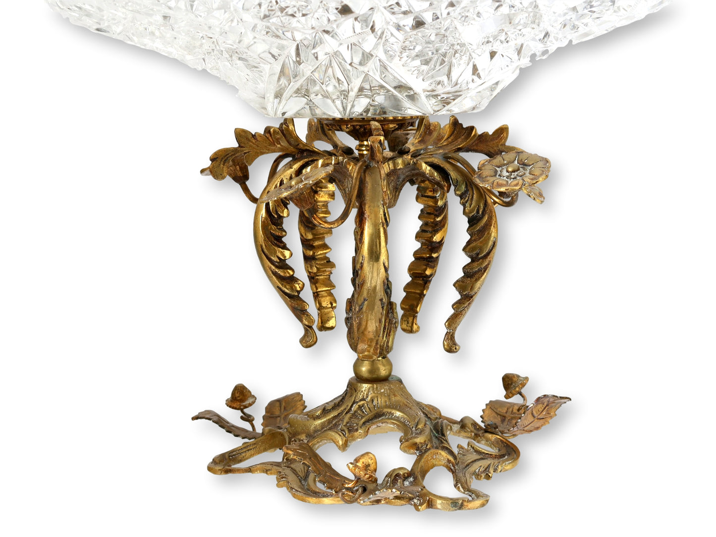 Gilt Bronze & Cut Crystal Centerpiece with Acorns & Flowers