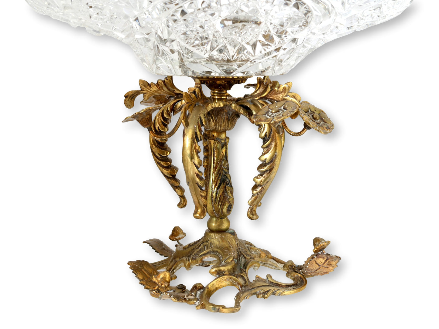 Gilt Bronze & Cut Crystal Centerpiece with Acorns & Flowers